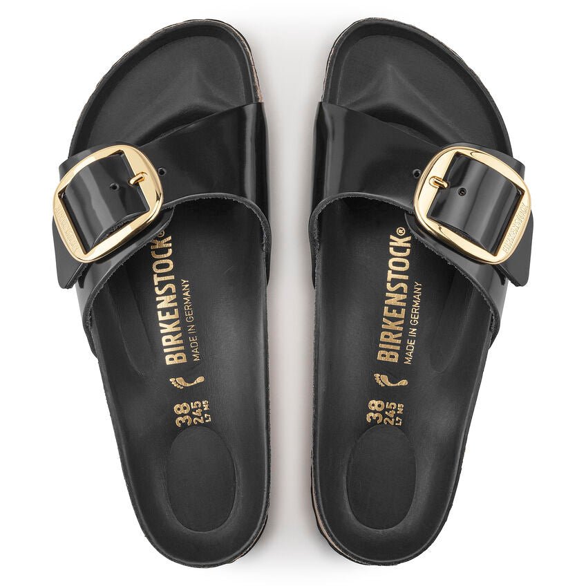 Birkenstock MADRID BIG BUCKLE High Shine 1022650 Noir | Cuir Largeur Étroite - Boutique du Cordonnier