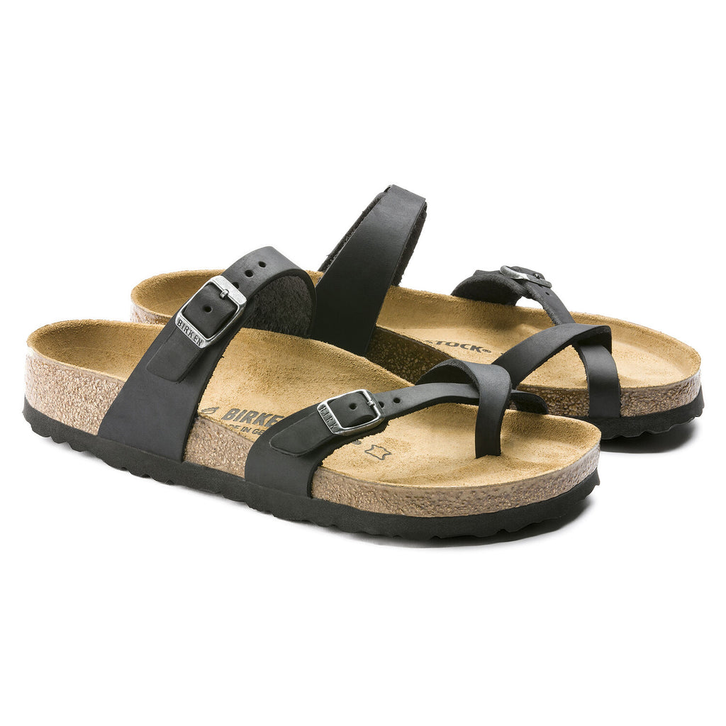 Birkenstock MAYARI 171481 Noir Cuir Huilé Largeur Régulière - Boutique du Cordonnier