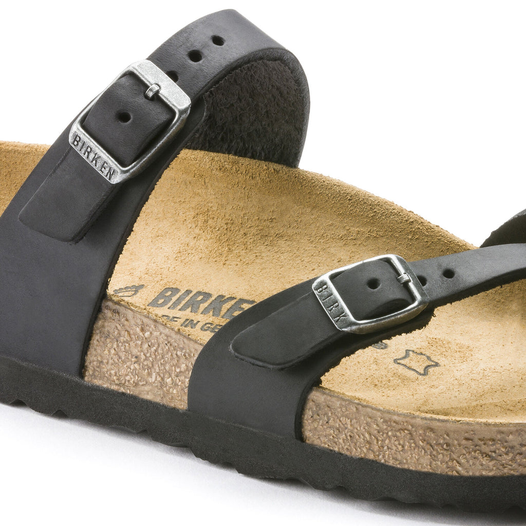 Birkenstock MAYARI 171481 Noir Cuir Huilé Largeur Régulière - Boutique du Cordonnier