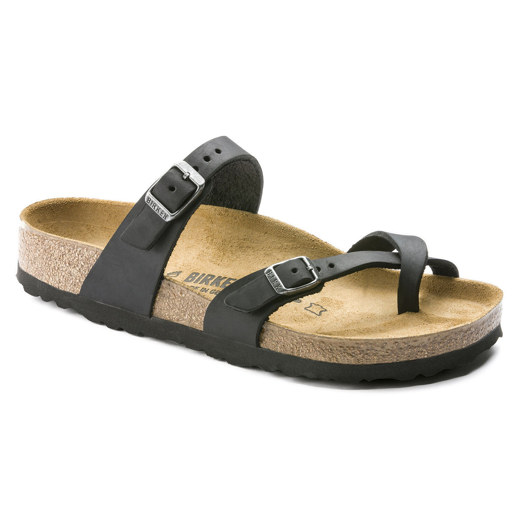 Birkenstock MAYARI 171481 Noir Cuir Huilé Largeur Régulière - Boutique du Cordonnier