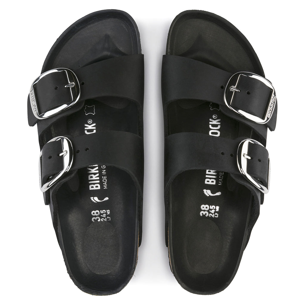 Birkenstock Arizona Big Buckle 1011075 Noir en Cuir Largeur Étroite - Boutique du Cordonnier