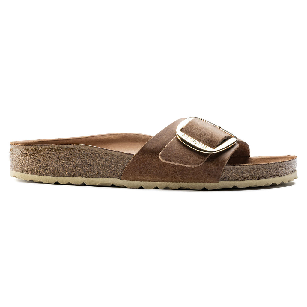 Birkenstock Madrid Big Buckle 1006525 Cognac Cuir Largeur Étroite - Boutique du Cordonnier