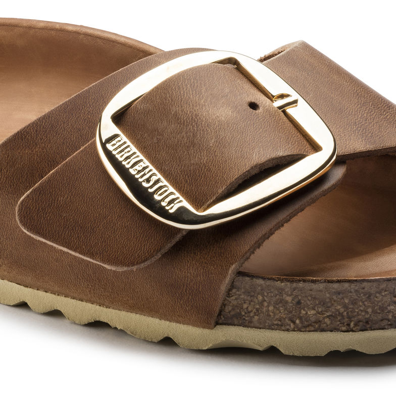 Birkenstock Madrid Big Buckle 1006525 Cognac Cuir Largeur Étroite - Boutique du Cordonnier