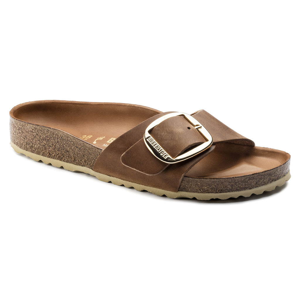 Birkenstock Madrid Big Buckle 1006525 Cognac Cuir Largeur Étroite - Boutique du Cordonnier