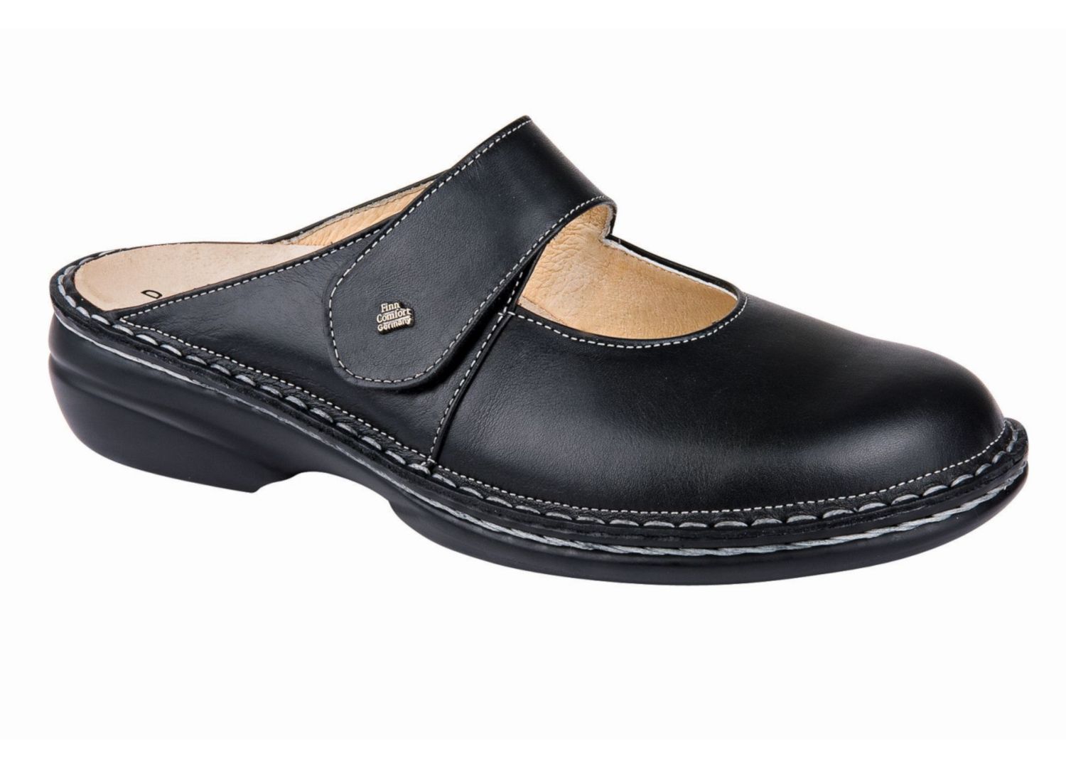 Finn Comfort Women's Stanford Black Nappa Leather Shoes - Size 39 M