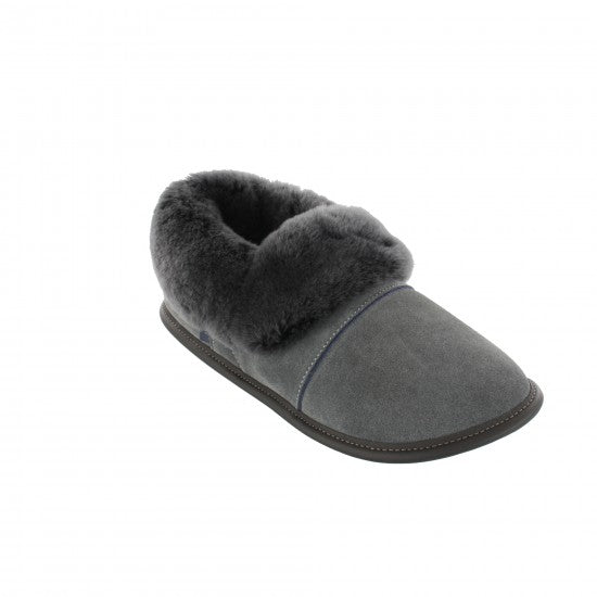 Pantoufles Garneau PARESSEUSE EN SUEDE-CHARBON Mouton Silverfox pour Femmes - Boutique du Cordonnier