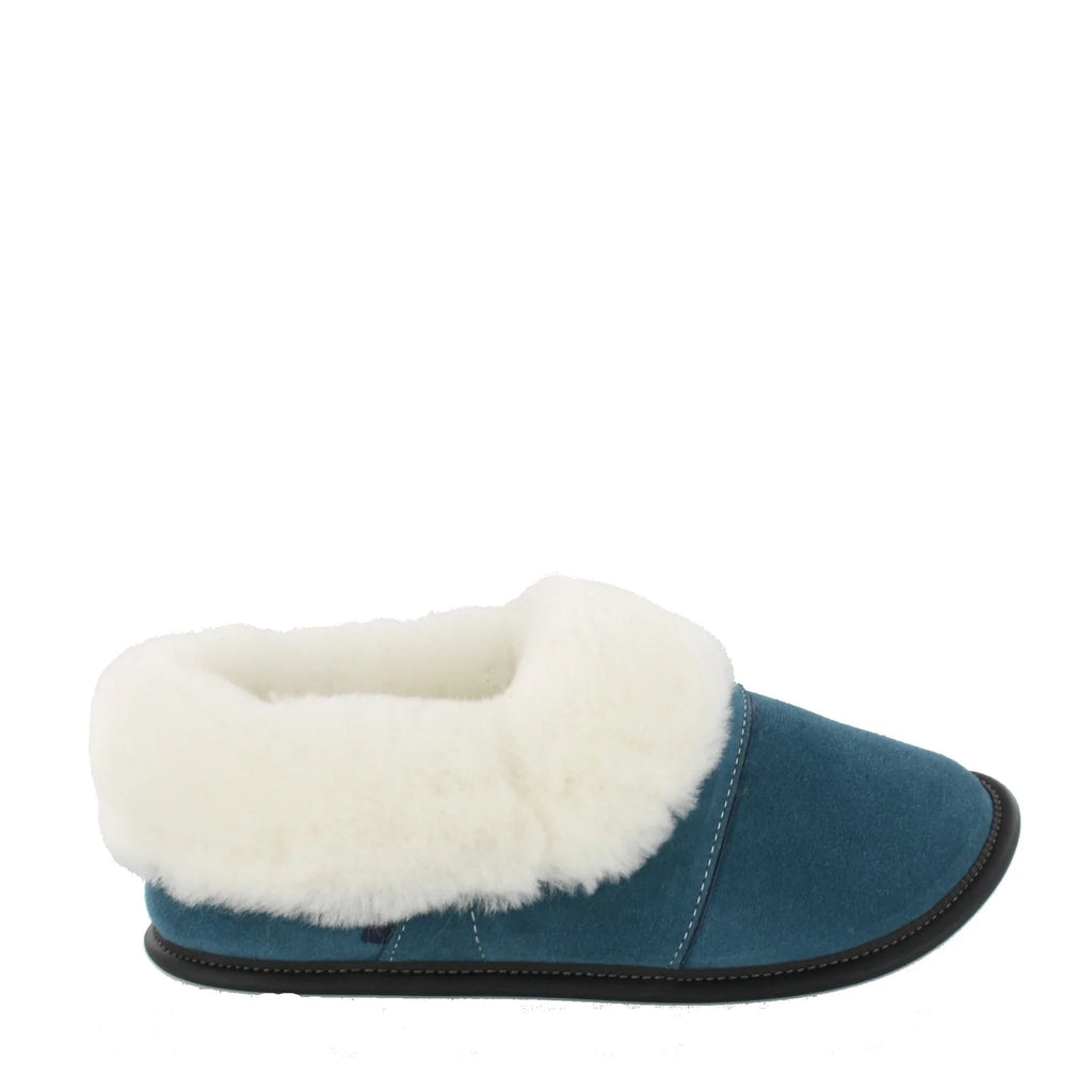 Pantoufles Garneau PARESSEUSE Suède Aqua Shearling Blanc | Pantoufles pour femmes - Boutique du Cordonnier