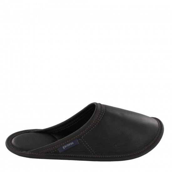 Pantoufles Garneau DE STYLE MULE TOUT CUIR Noir pour Hommes - Boutique du Cordonnier