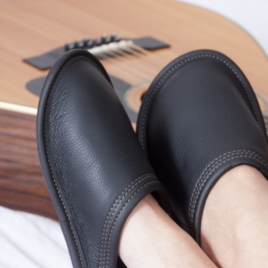 Pantoufles Garneau MULE TOUT USAGE EN CUIR TONS Noir Hommes