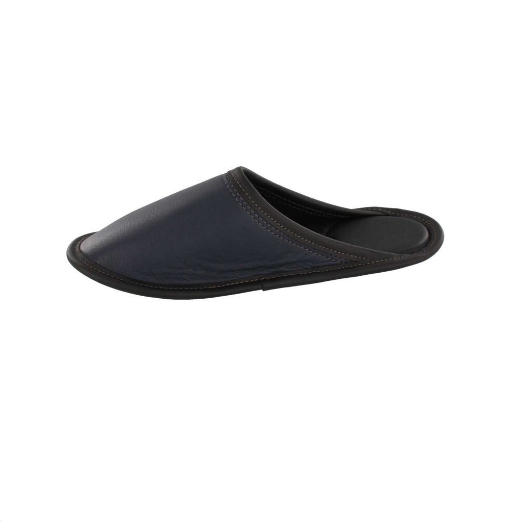 Pantoufles Garneau DE STYLE MULE TOUT CUIR Marine pour Hommes - Boutique du Cordonnier
