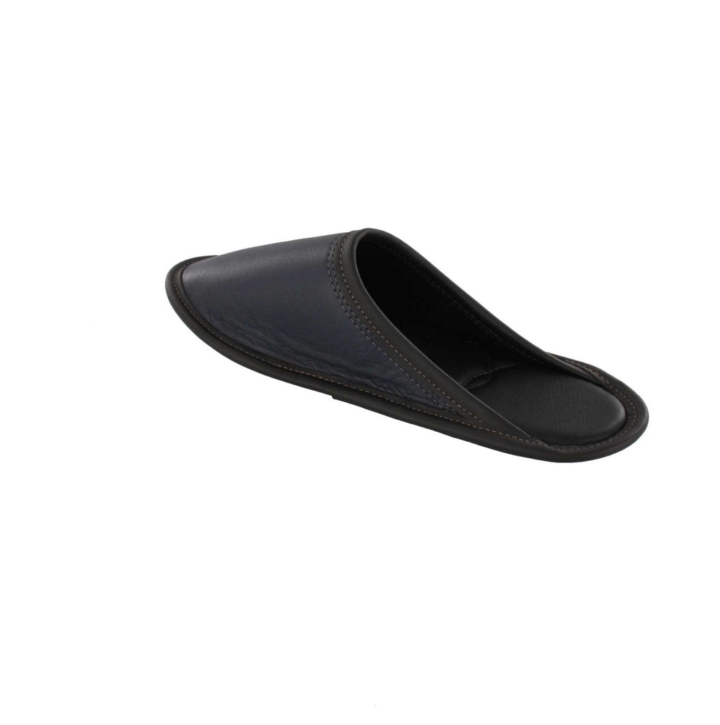 Pantoufles Garneau DE STYLE MULE TOUT CUIR Marine pour Hommes - Boutique du Cordonnier