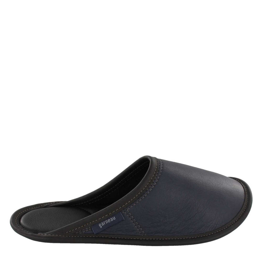 Pantoufles Garneau DE STYLE MULE TOUT CUIR Marine pour Hommes - Boutique du Cordonnier