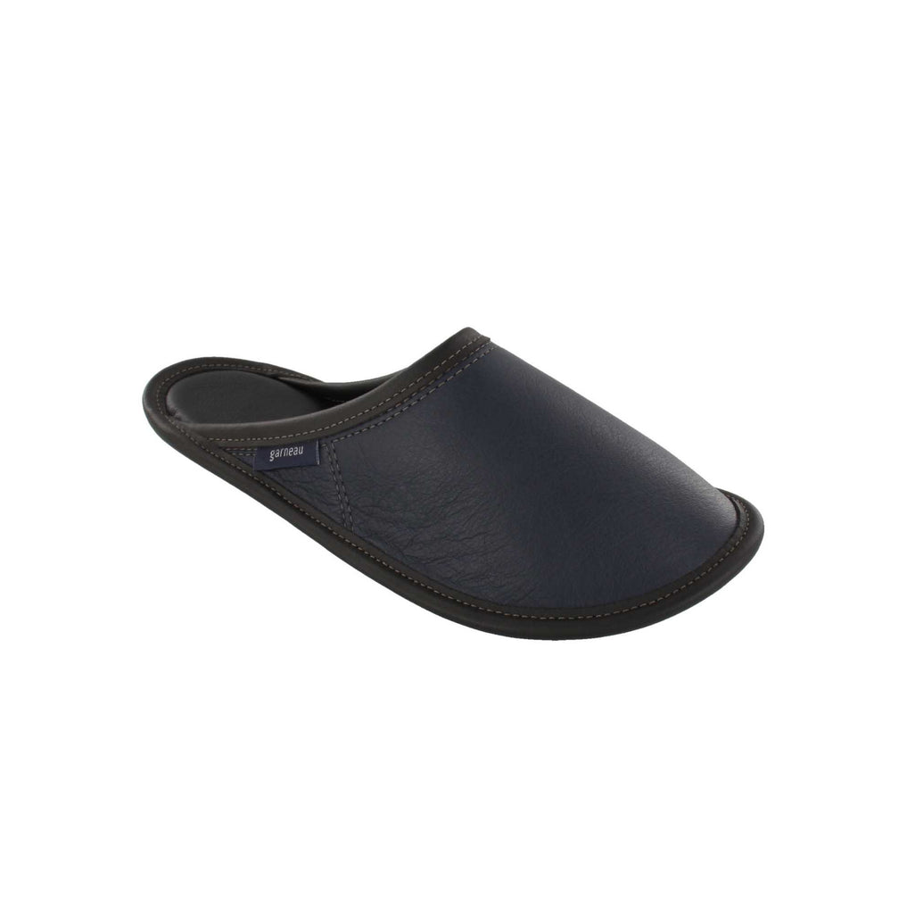 Pantoufles Garneau DE STYLE MULE TOUT CUIR Marine pour Hommes - Boutique du Cordonnier