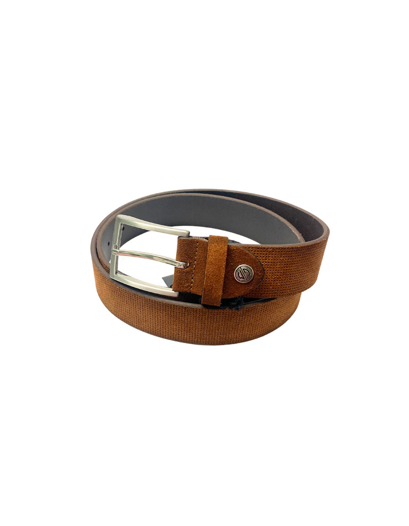 Lindenmann Ceinture en cuir suède li-462-22 Cognac - Boutique du Cordonnier