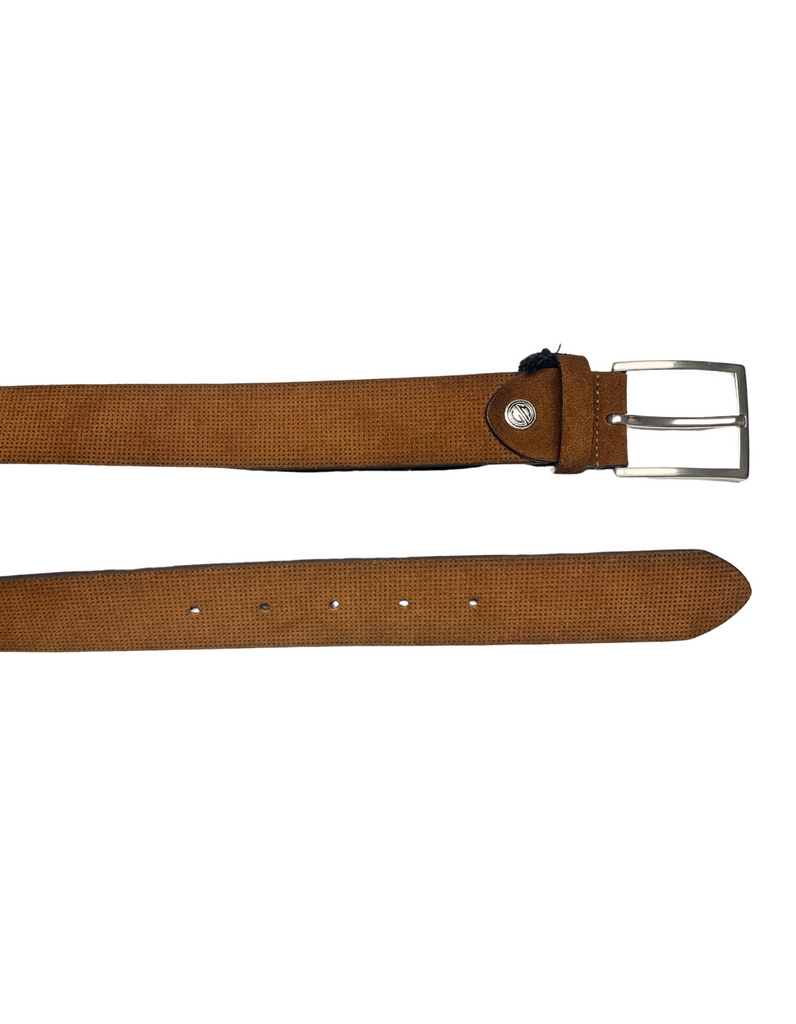 Lindenmann Ceinture en cuir suède li-462-22 Cognac - Boutique du Cordonnier