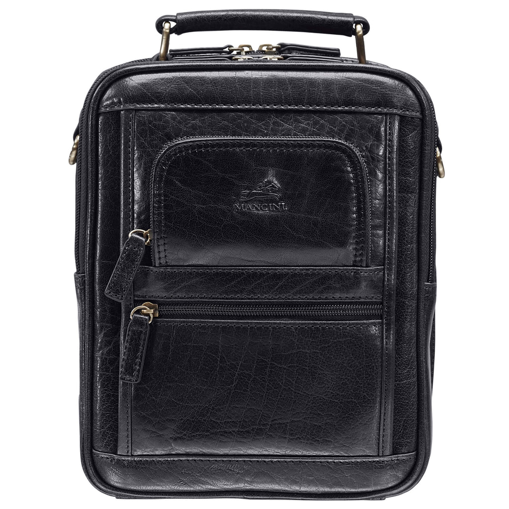 Mancini Grand sac unisexe avec organisateur arrière à glissière 1410-12 Noir | Cuir - Boutique du Cordonnier