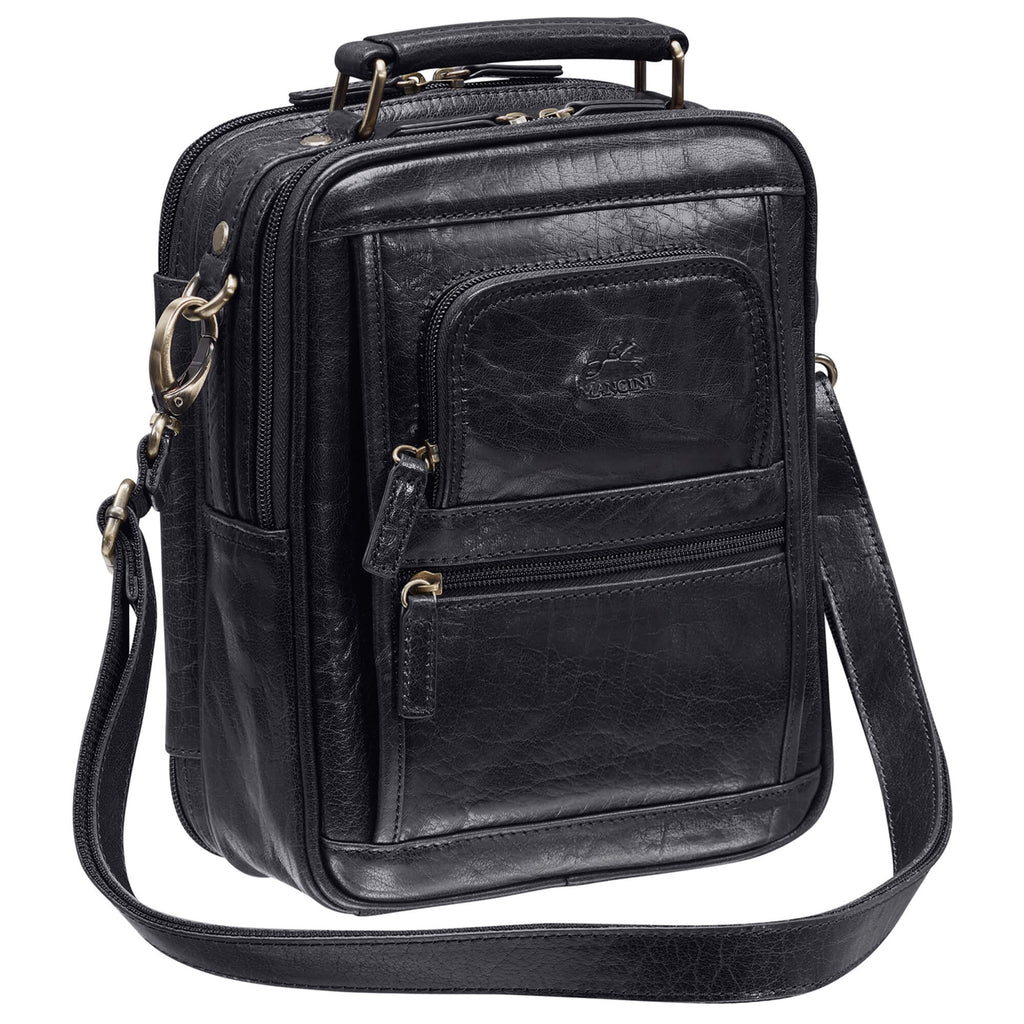 Mancini Grand sac unisexe avec organisateur arrière à glissière 1410-12 Noir | Cuir - Boutique du Cordonnier