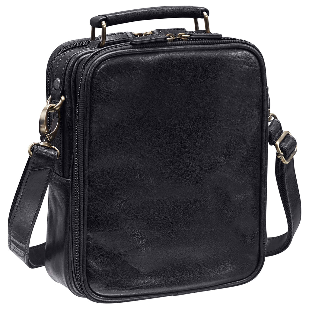 Mancini Grand sac unisexe avec organisateur arrière à glissière 1410-12 Noir | Cuir - Boutique du Cordonnier