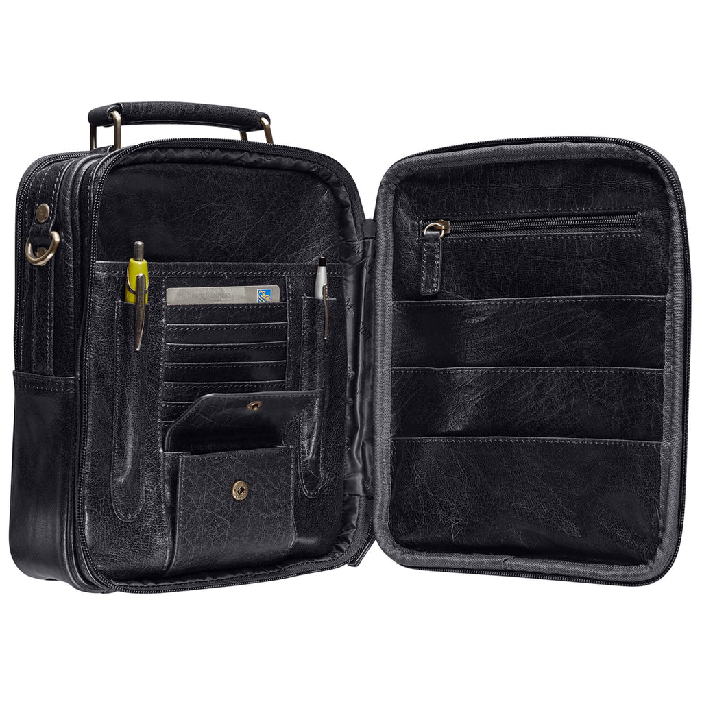 Mancini Grand sac unisexe avec organisateur arrière à glissière 1410-12 Noir | Cuir - Boutique du Cordonnier