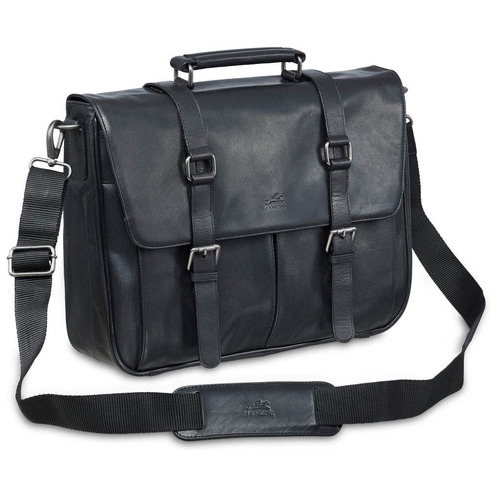 Mancini Porte-document à un compartiment pour portable 15" 99-5464 Noir | Cuir - Boutique du Cordonnier