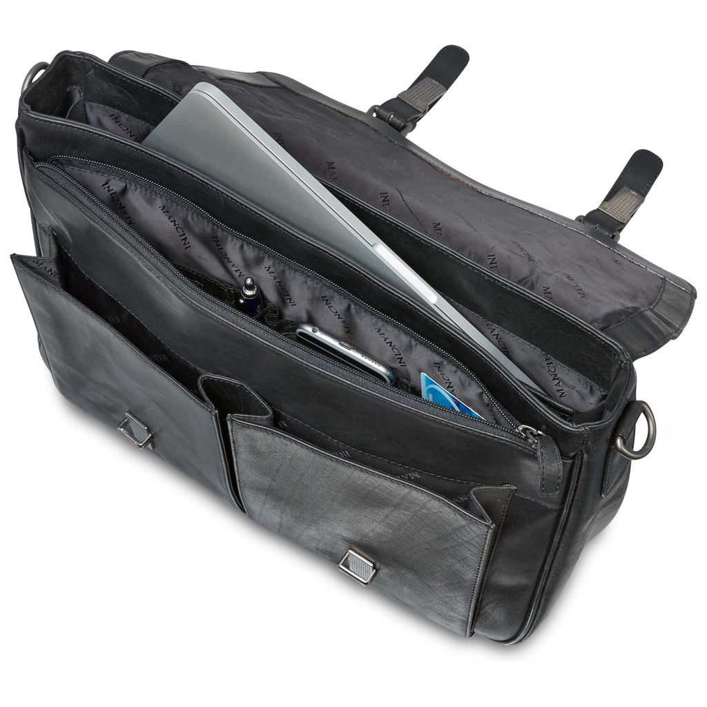 Mancini Porte-document à un compartiment pour portable 15" 99-5464 Noir | Cuir - Boutique du Cordonnier