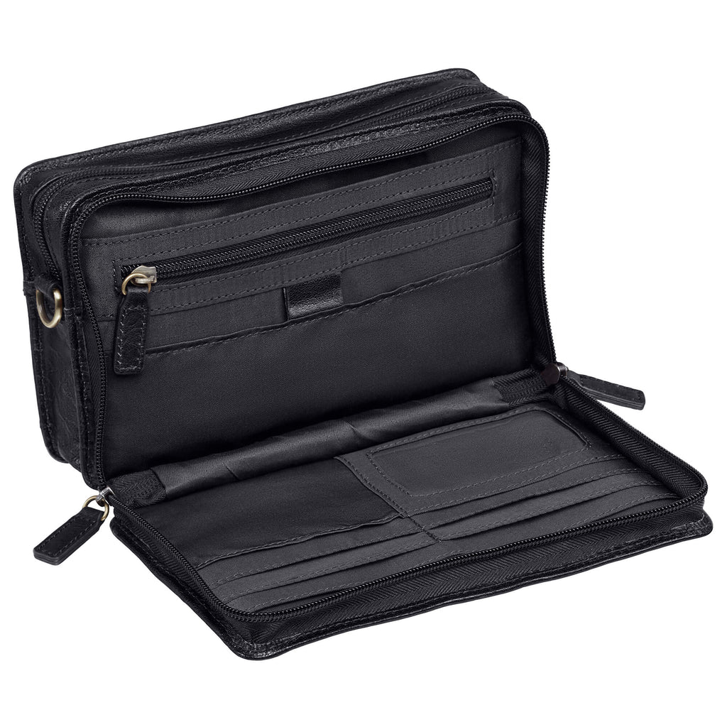 Mancini Sac unisex avec organisateur zippée 1410-09 | Cuir - Boutique du Cordonnier