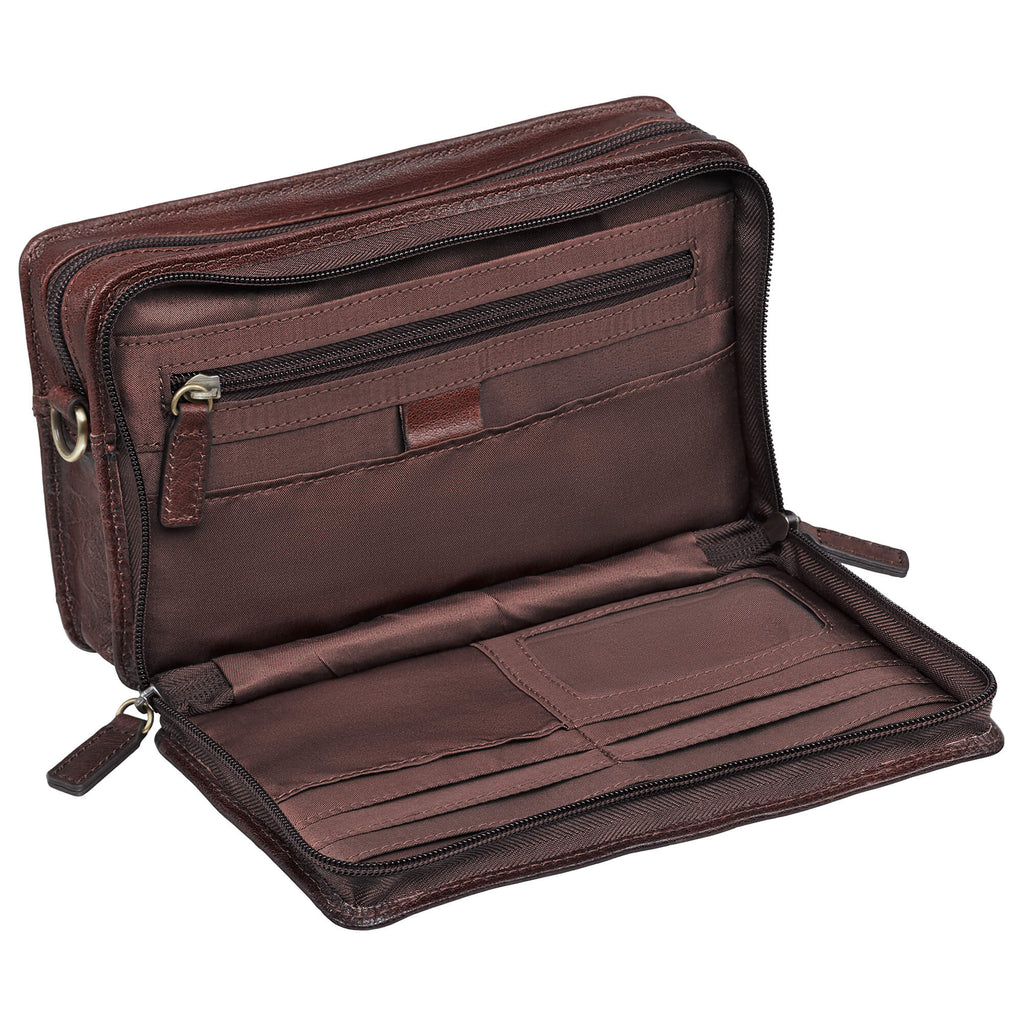 Mancini Sac unisex avec organisateur zippée 1410-09 | Cuir - Boutique du Cordonnier