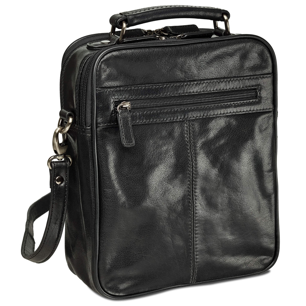 Mancini Sac Unisex à Deux Compartiments 1410-11 Noir | Cuir - Boutique du Cordonnier