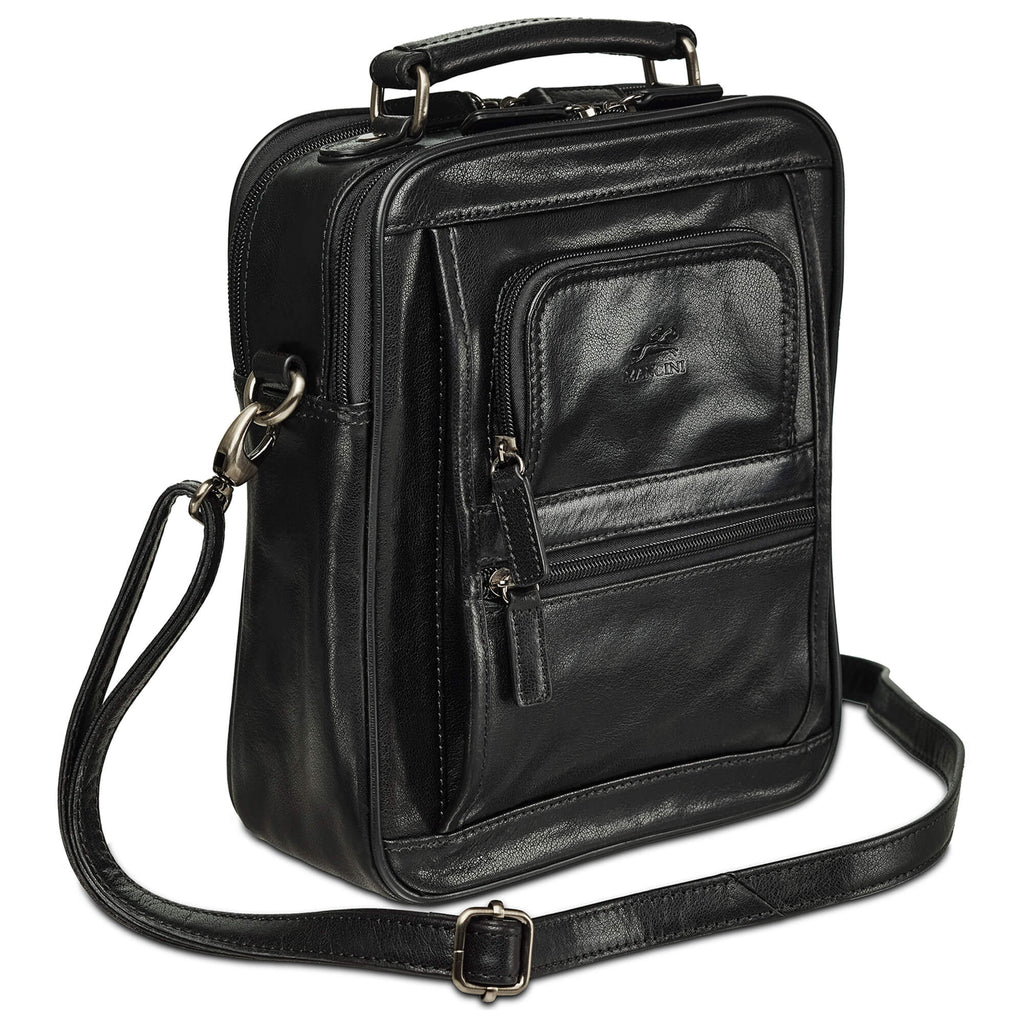 Mancini Sac Unisex à Deux Compartiments 1410-11 Noir | Cuir - Boutique du Cordonnier