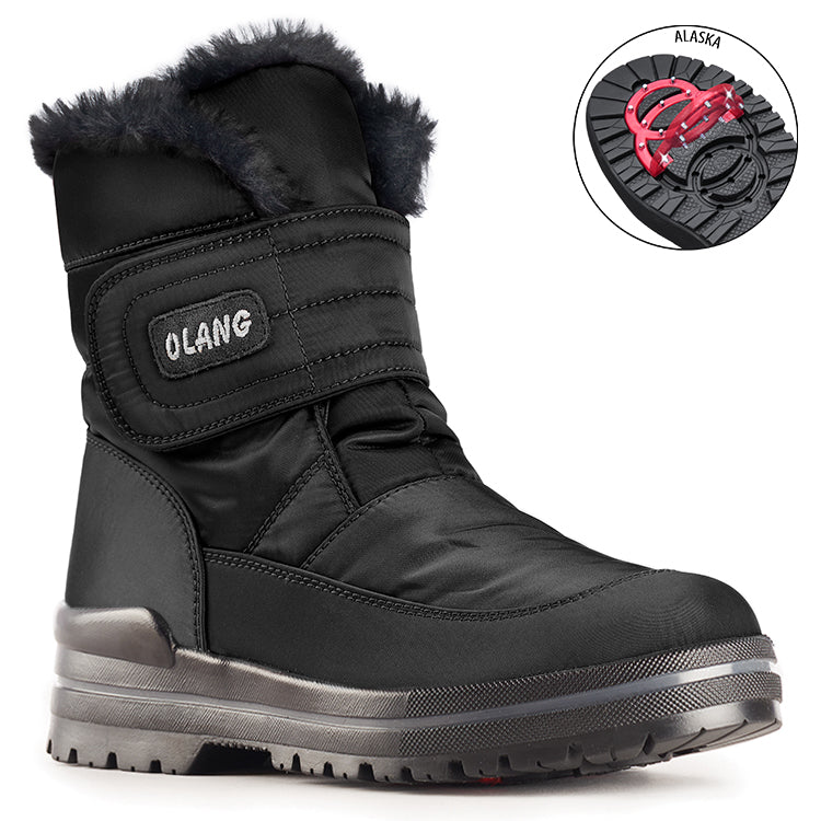 Olang LUNA NERO Botte d'hiver à crampons rabattables pour femmes - Boutique du Cordonnier