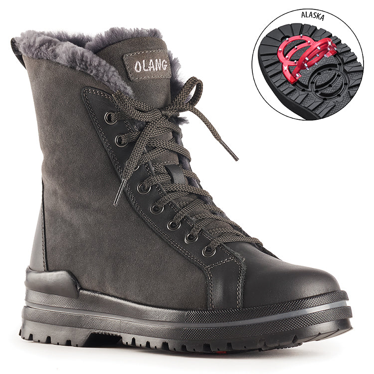 Olang ZAIDE ANTRACITE Laval women s folding cleated winter boots Boutique du Cordonnier