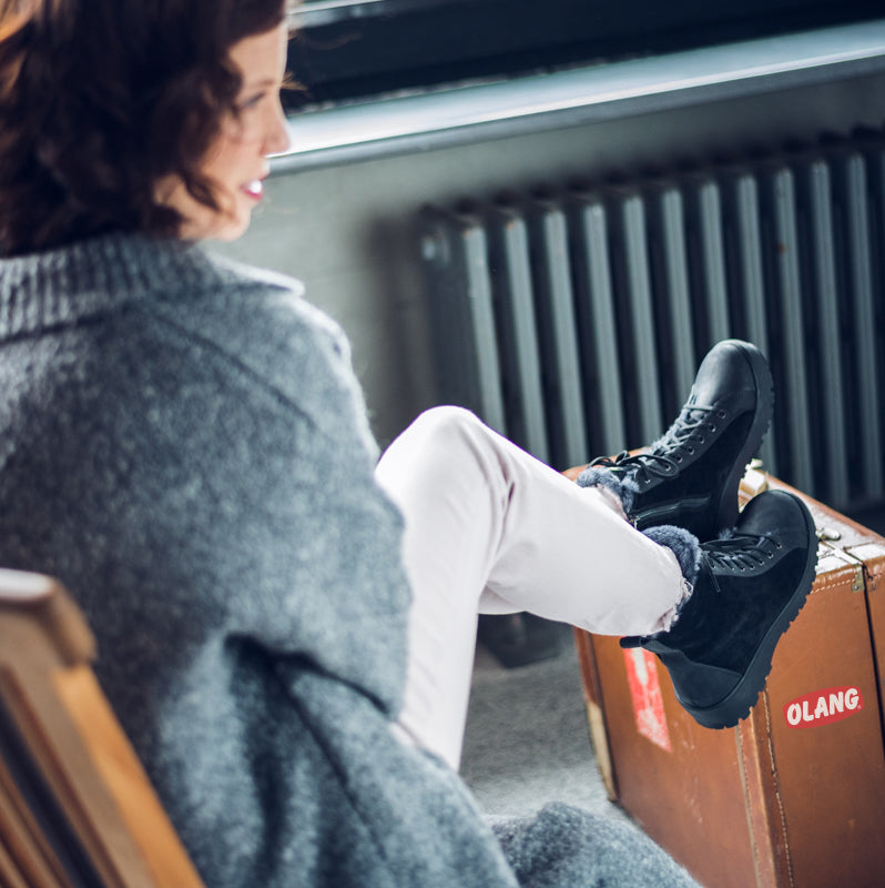 Olang ZAIDE NERO Bottes d'hiver à crampons rabattables pour femmes - Boutique du Cordonnier