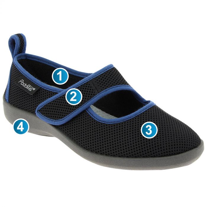 Podowell TARNOS Noir Bleu Chaussures pour pieds Sensibles - Boutique du Cordonnier