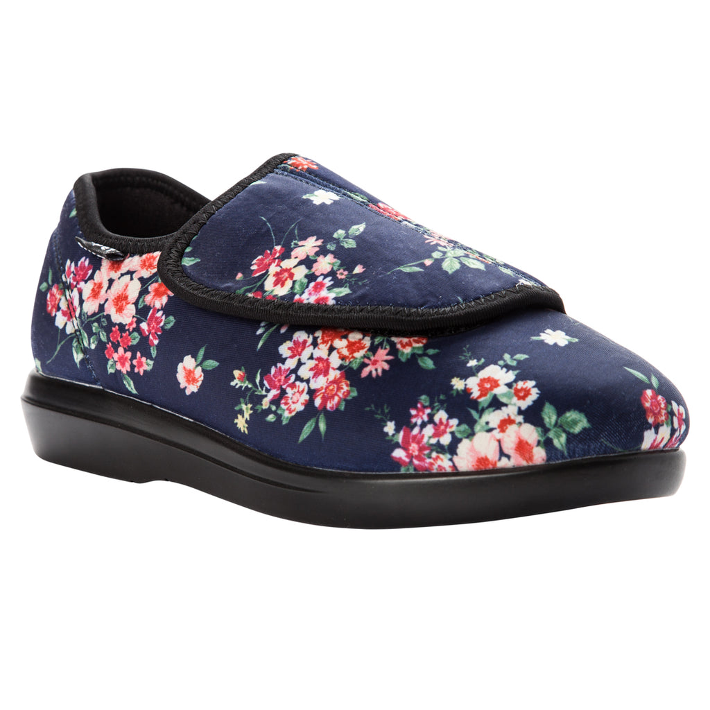 Propét CUSH N FOOT W0206 Fleurs marine | Chaussures pour pieds sensibles avec semelles amovibles - Boutique du Cordonnier