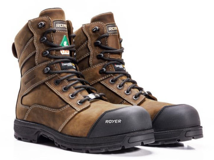 Royer 5727AG AGILITY ARTIC GRIP Brun Botte de travail SANS MÉTAL Isolé -20C Metal Free Safety Boots Assemblé au Canada - Boutique du Cordonnier