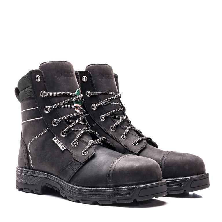 Leather Boots Bout Metal Femme Heeled Boots With Silver Toe Cap In