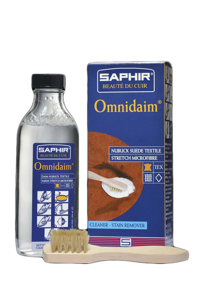 Saphir - Nettoyant Omnidaim pour nubuck/suède/textile 100 ml - Boutique du Cordonnier